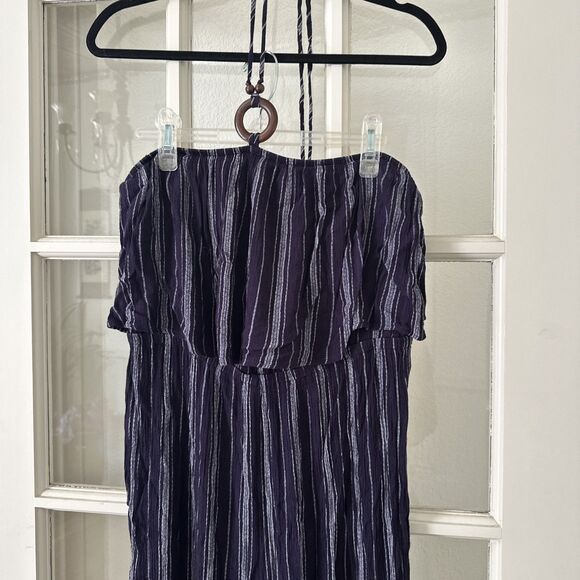 No Boundaries Jumpsuit Halter Women's XL (15-17) Blue Striped - Picture 5 of 10